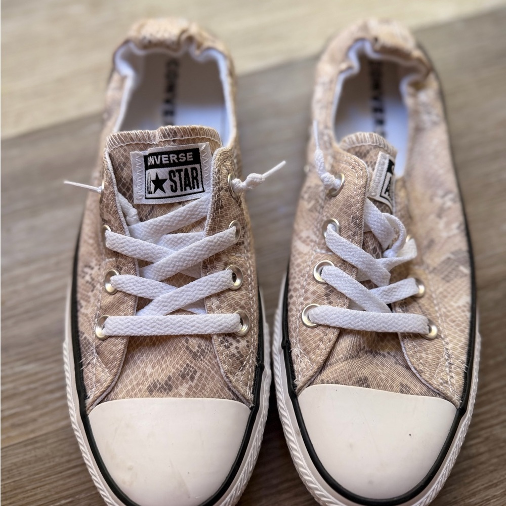 Converse Beige Snake Pattern Sneakers